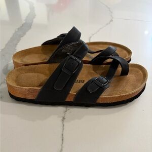 Black Strappy Sandals with Buckles